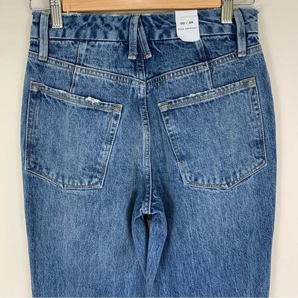 NWT NEW Good American Good Icon Straight Leg High Rise Jeans Size 00 / 24 - Picture 6 of 12